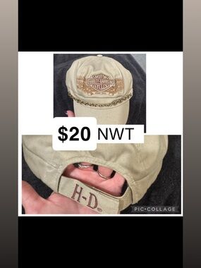 Harley-Davidson Beige Tan Cap with Chain Accent